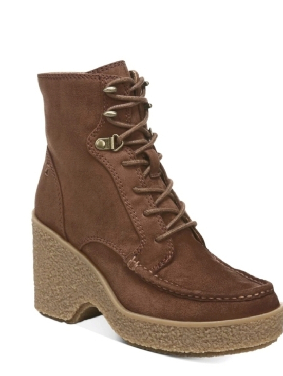 Zodiac Shoes - NEW! ZODIAC Talula Vegan Suede Faux Lace Up Wedge Ankle Booties 6.